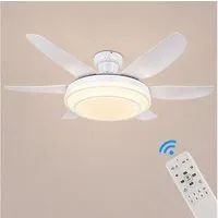 Euroton Deckenventilator Deckenventilator LED Beleuchtung 6 Geschwindigkeiten timer 2 Stunden, Lichtfarbe und Helligkeit stufenlos einstellbar