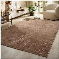 Vimoda Teppich Boho Design Unifarbe Hoch-Tief-Effekt, Rechteckig, Höhe: 6 mm, Teppich 3D Hoch-Tief-Effekt Modern für Esszimmer, Flur & Schlafzimmer