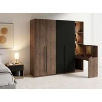Home affaire Kleiderschrank RIMINI Drehtürenschrank mit Soft-Close-Funktion, B/T/H: 180/60/220 cm Garderobe mit 4 Drehtüren und schwarzem Griffen, viel Stauraum