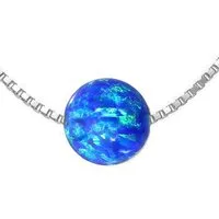 Edellis Kette mit Anhänger Halskette Mit Blauem Opal 8 mm, 925 Sterling Silber Box Kette