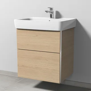 Sanipa 3way Waschtischunterbau zu Geberit Renova Plan Waschtisch mit 2 Auszügen, Eiche-Nordic BR87548