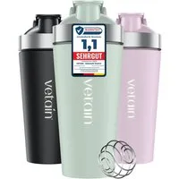 VETAIN Protein Shaker Edelstahl 700ml - 100% Auslaufsicher, Außen gravierte Messskala - Frei von BPA & DEHP - Spülmaschinenfest