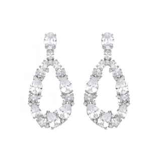 Luxenter 925 Sterling Silber und Rhodium plattierte Brillant Zirkonia Ohrringe - Madne