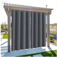 Clanmacy Outdoorvorhang Outdoor Vorhang Wetterfest mit Ösen Oben Gardinen Veranda Blickdicht