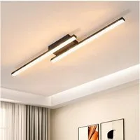 Nettlife LED Deckenleuchte Flur Wohnzimmer Schwarz moderne Kristall Deckenlampe 12/24W, LED fest integriert, Warmweiß, Kristall 12W 61,5 x 7 x 4,3 cm für Wohnzimmer Flur Schlafzimmer