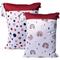 WeBaDa Windeltasche Wetbag Set Nasstaschen, Wäschebeutel - verschiedene Motive (Spar-Set, 2er-Set), waschbar, hygienisch, langlebig