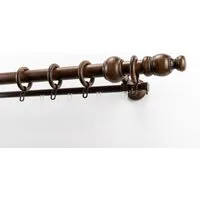 GARESA Gardinenstange NOVA, Ø 28 mm, 2-läufig, Wunschmaßlänge, mit Bohren, verschraubt, Holzwerkstoff, Vorhanggarnitur Holz, verlängerbar, Wandmont.,mit Ringe/2 Lauf Gleiter