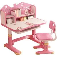 Rutaqian Kinderschreibtisch Kinder Schreibtisch mit Stuhl Höhenverstellbar Schreibtischset (1 Schreibtisch, 1 Stuhl), 105 cm Kinderschreibtisch mit Schublade & höhenverstellbarem Stuhl