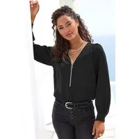 LASCANA Langarmbluse mit Reißverschlussdetail, elegante Damenbluse