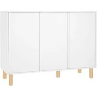 Homfa Sideboard Sideboard Kommode, mit 3 Türen, weiß, 107x40x80cm, aus Holz