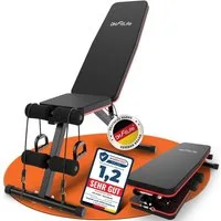 DH FitLife Hantelbank Klappbar 8 in 1, 80% Platzsparend, (für Ganzkörpertraining, Schrägbank, Bauchmuskeltrainer), Verstellbare Fitnessbank für Home Gym