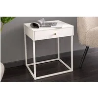 riess-ambiente Nachttisch SLIM LINE 50cm weiß - Metall, mit Schublade, Industrial Design, eckig (Einzelartikel, 1-St), Beistelltisch mit Stauraum - ideal für Wohn-, Gäste- und Schlafzimmer