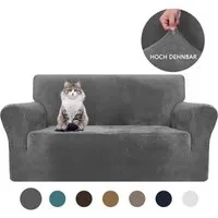 Diwzbyn Sofahusse Velvet Sofabezüge 1/2/3/4-Sitzer Stretch rutschfeste Couchbezug, für Hunde Katze Haustierfreundlich