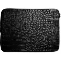 MuchoWow Laptop-Hülle Leder - Textur - Schwarz - Grau 13.3 Zoll, Laptopsleeve, weiches Innenfutter zum Schutz Kratzern, Laptoptasche