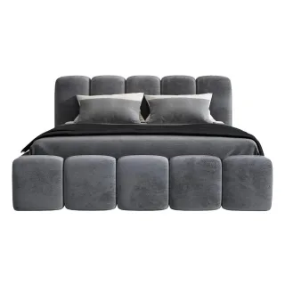 A&J MöbelLand Polsterbett, Grau, Textil, Rechteckig, 140x200 cm, Schlafzimmer, Betten, Polsterbetten