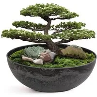 matches21 HOME & HOBBY Blumentopf Pflanzschale für draussen Dekoschale rund schwarz marmoriert 20 cm (1 St), Blumen-Schale als wetterfeste Friedhof-Schale Grab-Schmuck Grabschale