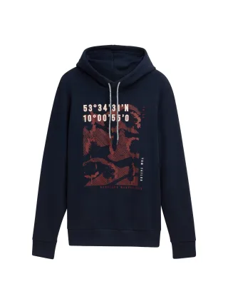 Tom Tailor - Basic Hoodie mit Print sky captain blue - Gr. - M