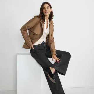 High Waist Jeans mit weitem Bein, Damen,  Weiß, Elasthan/Baumwoll-Mischung/Polyester-Mischung, by Lands' End