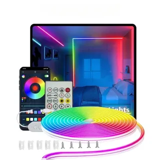 Elfeland 1/3/5m RGB Neon LED Light Strip RGBIC Waterproof Flexible 60 LEDs/m USB Powered Bluetooth App Remote Music Sync