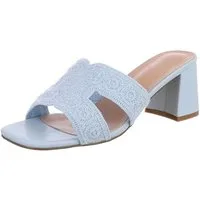 Ital-Design Elegante Damen Sandalen mit Komfort und stilvollem Design Pantolette (91512510) Blockabsatz Sandalen & Sandaletten in Hellblau