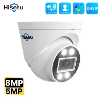 Hiseeu 4K 5MP POE IP Security Surveillance Camera H.265+ Dome CCTV ONVIF 2-Way Audio Record Face Detection Full Color In