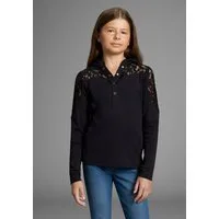 KIDSWORLD Kapuzenshirt Shirt mit Spitzeneinsatz für Mädchen Trendiges Shirt mit Spitzeneinsatz