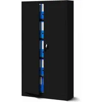 Jan Nowak Aktenschrank Metall Büroschrank abschließbar 90 cm JAN 4 Böden Stahl (Pulverbeschichtet 0,6 mm Wandmontage möglich PZH-zertifiziert) Ordnerschrank 50 Ordner Schloss 2 Schlüssel robust 13 Farben
