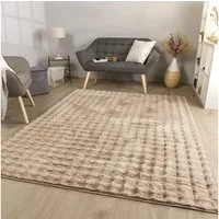 TT Home Teppich Diele, Esszimmer, Flur, Schlafzimmer, Wohnzimmer, Rechteckig, Höhe: 34 mm, Wohnzimmer Teppich Langflor Wohnzimmerteppich Rauten Design Soft 3D De