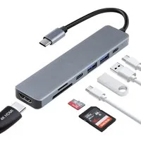 neue dawn Laptop-Dockingstation 7 Port USB C Hub 4K HDMI 85W PD für Macbook iPhone Samsung iPad, (85W Schnellaufladung)
