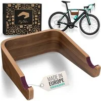 madeco Fahrradwandhalterung FlyBike Fahrrad Wandhalterung Holz - Design Fahrradhalter für Wohnung (mit Fischer Dübeln und Wollfilz Rahmenschutz), für Rennrad, Gravelbike, Mountainbike, Fixie