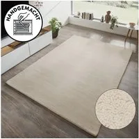 OTTO home Wollteppich Gabbo Natur, Handgefertigt, Teppich, reine Wolle, meliert, rechteckig, Höhe: 14 mm, reine Wolle, Uni, Wohnzimmer, Schlafzimmer, Esszimmer