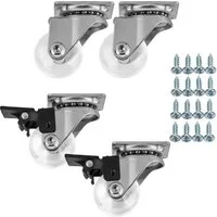 SO-TECH® Möbelrolle Lenkrollen SWIFT inkl. Schrauben, belastbar bis 35 kg / St., (4-St), Ø 35 mm, transparent, mit / ohne Bremse (Feststeller)