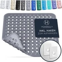 Homerella Duschmatte rutschfest - 100% BPA frei - Inkl. 2 Haken zum Aufhängen 53x53cm, Antirutschmatte Dusche hautsensitiv & schimmelresistent, - Duscheinlage maschinenwaschbar