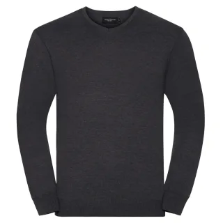 Russell Collection Herren V-Ausschnitt gestrickt Pullover Sweatshirt (Charcoal Marl)