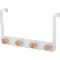 MSV Türgarderobe NAYA, Türen, Badezimmer, Küche, Schlafzimmer, Garderobe, Kleiderschränke, (4-St), Hakenleiste zum Einhängen aus Stahl, weiß matt, 4 Haken Holz natur