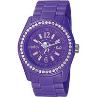 edc by Esprit Quarzuhr Disco Glam Purple with Stones, aus Kunststoff, Edelstahlboden, Violett, Zirkonia, Faltschließe