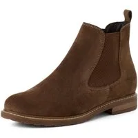 Tamaris Chelseaboots Blockabsatz, Stiefelette mit Anziehlasche, schmale Form