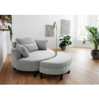 ATLANTIC home collection Loveseat Ravi Sessel, B: 114 cm, Sitzhöhe: 42 cm, XXL- Sessel, mit Stauraumhocker, Rückenstütze & 4 Zierkissen