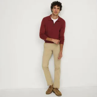 Feinstrick-Pullover mit Polokragen und Reißverschluss für Herren, Herren, size: regular, Braun, Baumwolle, by Lands' End