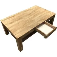ELFO Couchtisch Couchtisch Eiche Massiv geölt 115 x 70 cm mit Schubkasten, Breite 115cm