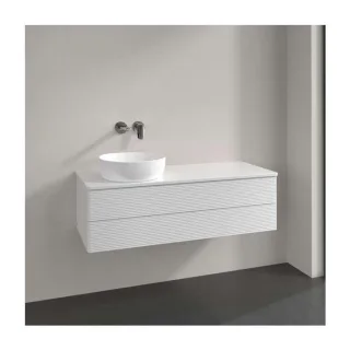 Villeroy und Boch Antao Waschtisch-Unterschrank K22150GF 120x36x50cm, Hahnloch, Waschbeckenplattenfarbe Lack, glossy white lacquer