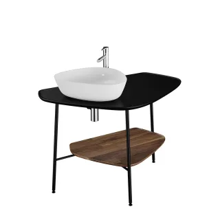 VitrA Plural Konsole 103 cm Ausschnitt links für Aufsatzschale wandgebunden Schwarz Matt,62572 62572