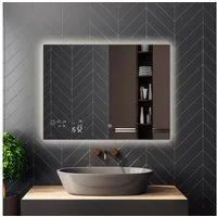 Heidenfeld Infrarotheizung Spiegelheizung HF-HS200 inkl. Touchdisplay 10 Jahre Garantie, Spiegel, Wetteranzeige, LED-Licht, Anti-Beschlag, bis 500 Watt, WIFI