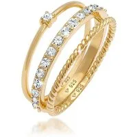 Elli Solitärring Set mit Kristallen von Swarovski®Schmuck 925 Silber