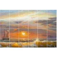 Tulup Fliesenaufkleber Klebefolie Fliesen Sonnenuntergang über dem Meer Fliesen Folie