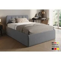 Home Collective Polsterbett Bett mit Stauraum, verstellbarem Lattenrost, viele Größen (Größen: 100x200 120x200 140x200 160x200 180x200 200x200, hochwertiger Strukturstoff, made in Germany), wählbare Matratze Federkern oder Kaltschaum, Grau