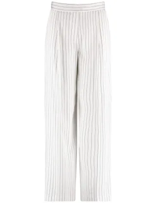 GERRY WEBER Collection - Fließende Stoffhose mit Nadelstreifen beige/weiß - Gr. - 42