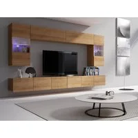MIRJAN24 Wohnwand Calabrini I, (6er-Set, 2x TV-Lowboard, 2x Wandregal, 2x Hängevitrine), LED-Beleuchtung als Option
