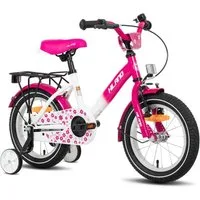 HILAND Kinderfahrrad Starry 12/14/16 Zoll Mädchenfahrrad, 1 Gang, Mit Handbremse, Rücktrittbremse, Gepäckträger, Kotflügel, Hilfsrad