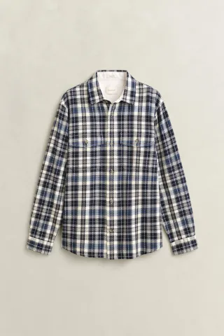 GANT - Karierte Hemdjacke aus Twill evening blue - Gr. - XXL